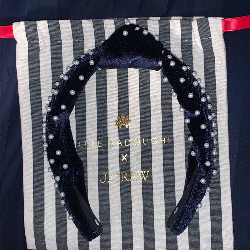 Lele Sadoughi x Jcrew Navy Pearl Headband